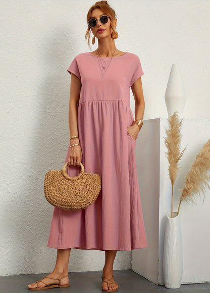 Robe Mi-Longue d'été en Coton  Élégante