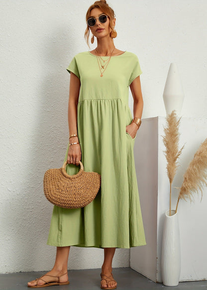 Robe Mi-Longue d'été en Coton  Élégante