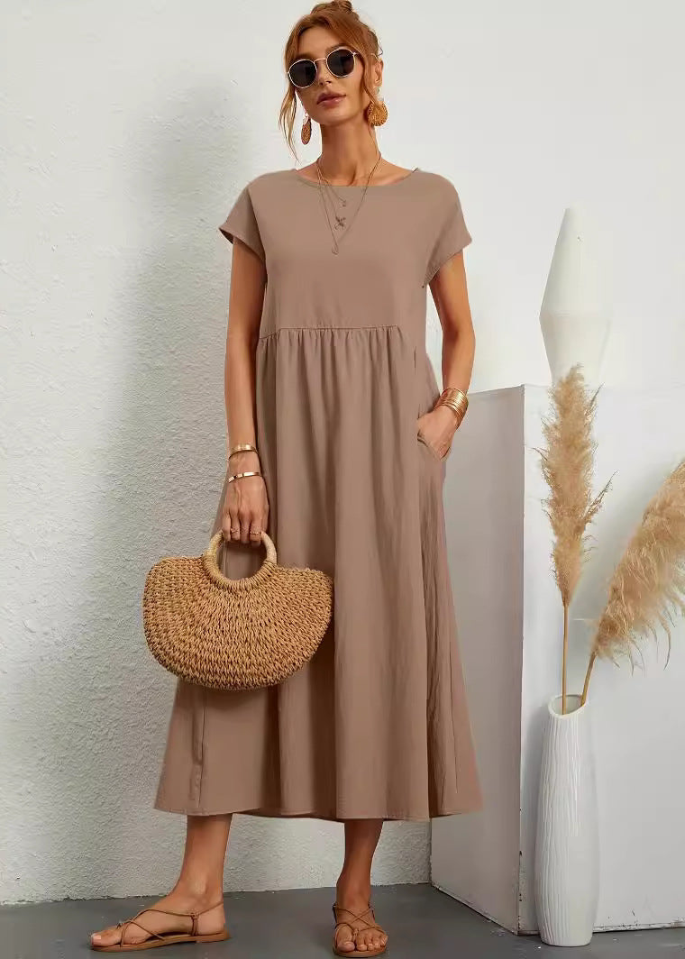 Robe Mi-Longue d'été en Coton  Élégante